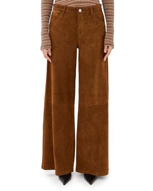 SPRWMN Suede Wide Leg Pants - Brown