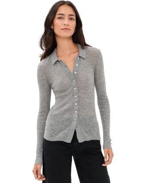 Pistola Korey Wool Featherweight Rib Cardigan - Grey