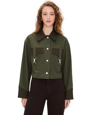 Avec Les Filles Oversize Crop Trucker Jacket - Green