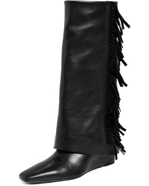 Jonathan Simkhai Quinn Leather Fringe Boots - Black