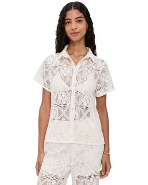 Little Lies Lacey Short Sleeve Shirt - White