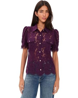 Generation Love Mikaelle Lace Button Down Shirt - Purple