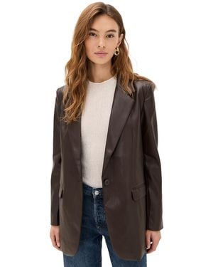 Susana Monaco Faux Leather Boyfriend Blazer - Black