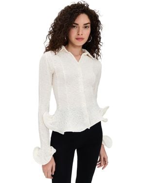 MSGM Cardigan With Flutter Detail - White