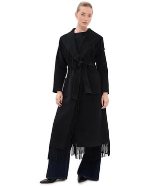 Jonathan Simkhai Carrie Fringe Robe Coat - Black