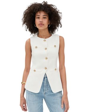 Endless Rose Tweed Buttoned Long Split Top - White