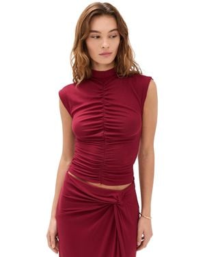 Stateside 2X1 Fine Rib Ruched Sleeveless Top - Red