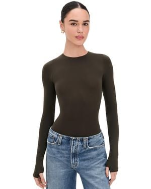 Commando Ballet Crew Neck Bodysuit With Thumbholes - Black