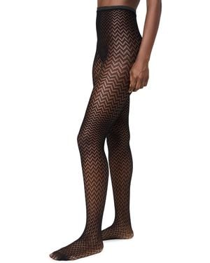 Stems Micro Wavey Fishnet Tights - Black