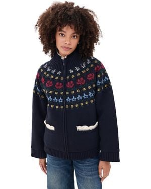Sea Preston Knit Sherpa Lined Jacket - Blue
