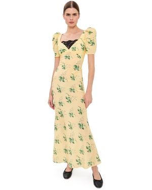 Rodarte Bouquet Floral Silk Crepe Dress - Metallic