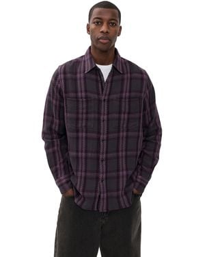 Rag & Bone Cpo Twill Plaid Shirt - Blue