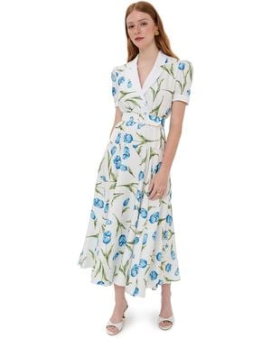 Rodarte Short Sleeve Silk Twill Dress - Blue