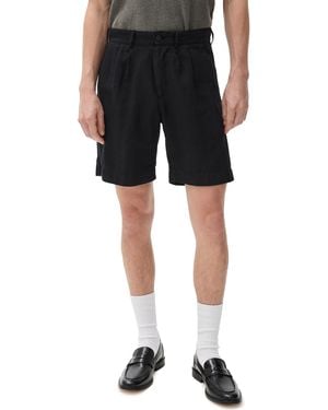 KNICKERBOCKER Canal Cotton & Linen Pleated Shorts - Black
