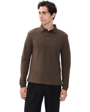 Burberry Evan Relaxed Long Sleeve Polo - Brown