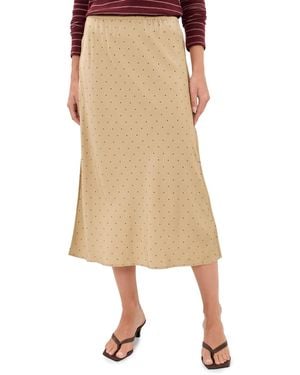 Vince Grid Dot Pull On Slip Skirt - Natural