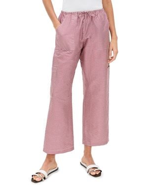 DONNI. The Taffeta Gingham Drawstring Cargo Pants - Pink