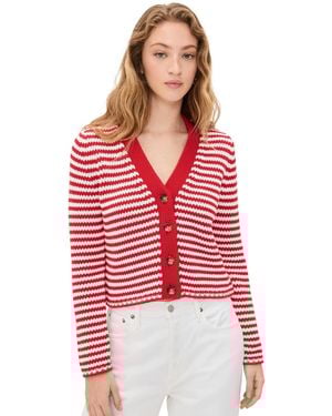 La Ligne Fine Stripe Mini Marina Cardigan - Red