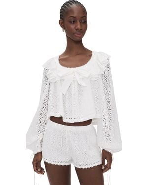 For Love & Lemons Willa Eyelet Top - White