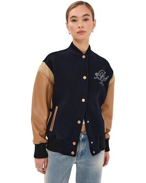 3.1 Phillip Lim Boxy Fit Varsity Bomber Jacket - Blue
