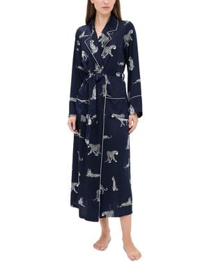 Petite Plume Silk Panthere De Nuit Robe - Blue