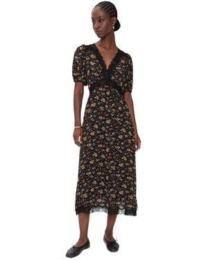 Sea Kaiya Floral Midi Dress - Black