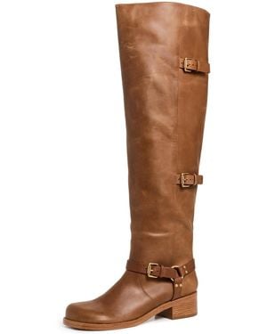FARM Rio Distressed Leather Over The Knee Boot - Brown