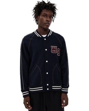 Wales Bonner October Knit Varsity Jacket - Blue