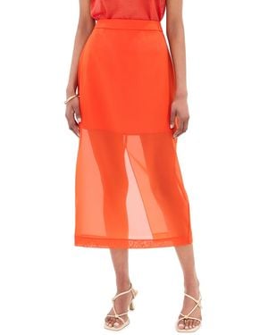 Le Bos Olivia Organza Midi Skirt - Orange