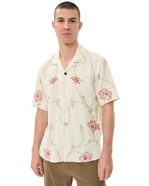 Kardo Ronen Hand Embroidered Floral Shirt - Natural