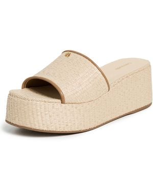 Larroude Alex Flatform Mules - Natural