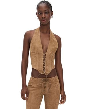 Miaou Lace Up Mara Corset - Brown