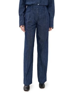 Another Tomorrow Chambray Relaxed Wide Leg Pants - Blue