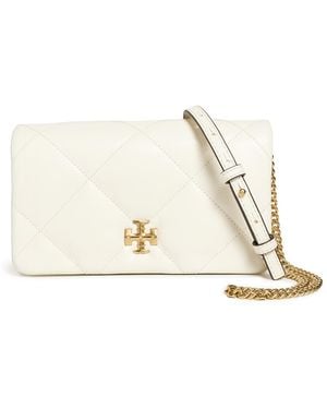Tory Burch Kira Diamond Quilt Wallet On Chain - White