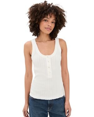 Closed Half Placket Tank Top - White