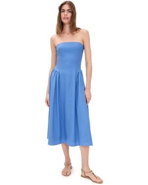 Wayf Giulia Strapless Midi Dress - Blue