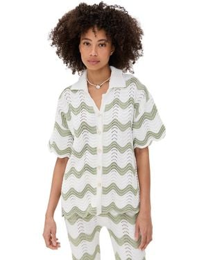 MINKPINK Jayden Crochet Wave Shirt - White
