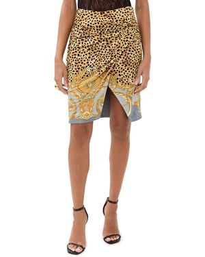 Versace Cheetah Foulard On Responsible Heavy Viscose Liquid Jersey Skirt - Yellow