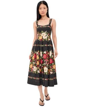 Moon River Floral Print Sweatheart Neck Midi Dress - White