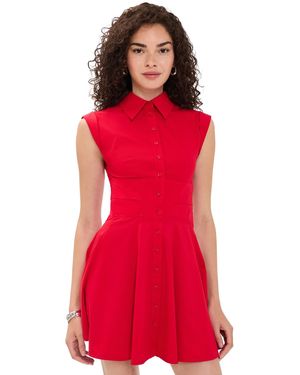 Alice + Olivia Kim Paneled Corset Flared Mini Shirt Dress