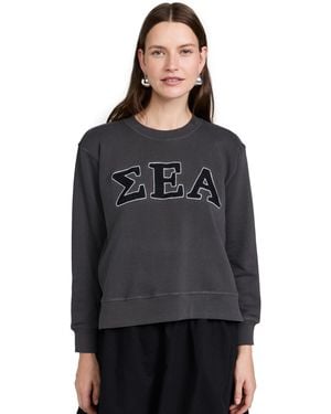 Sea Adonis Embroidery Sweatshirt - Black