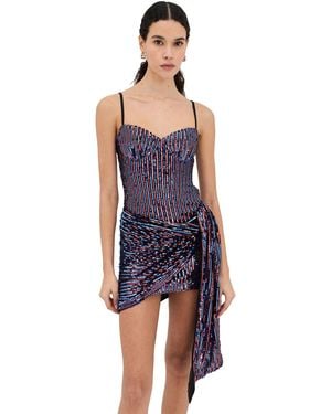 Area Wrapped Sequin Mini Dress - Blue