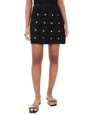 Never Fully Dressed Crochet Shell Wrap Skirt - Black