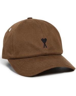 Ami Paris Adc Cotton Cap - Brown
