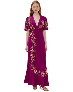 La DoubleJ Marlene Dress Embroidered - Purple