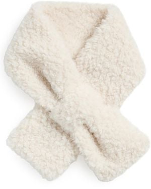 Hat Attack Teddy Sherpa Pull Thru Scarf - White