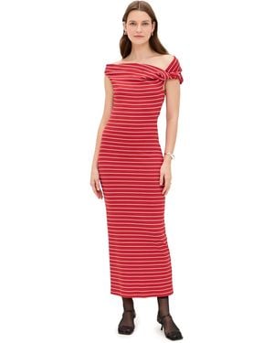 navy blue dress for baby girl Red Asymmetrical Ruffle Dress by MSGM main image 0