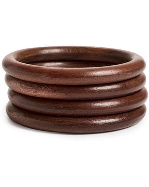 Kenneth Jay Lane 4 Round Bangle Bracelets - Brown