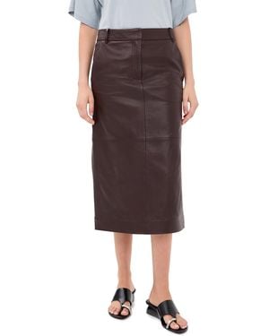 Tibi Leather Midi Trouser Skirt - Black