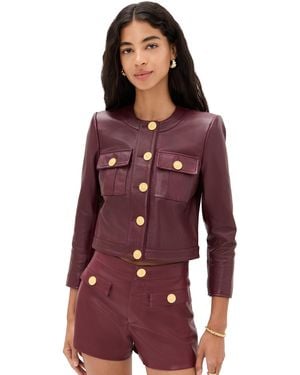 L'Agence Deidra Collarless Jacket - Red
